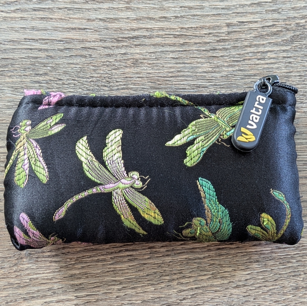 Vatra Dragonfly Black Rectangular Padded Zipper Stash Bag Case Pipe Safe Pouch
